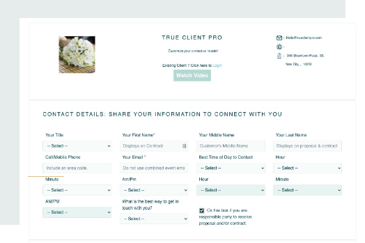 Customizable contracts for wedding professionals