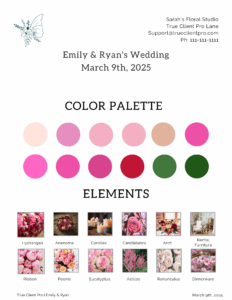 To create beautiful proposal start with the bride's colors and elements for the wedding. 