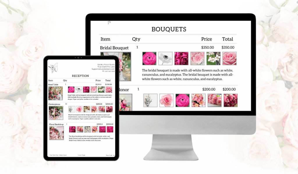 Flower Order Sheet For Wedding and Event Report