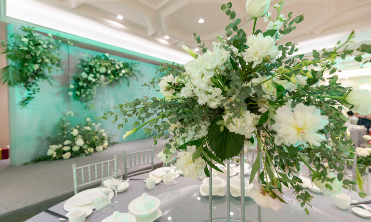 Foliage Greenery In Tall Centerpiece Floral Design