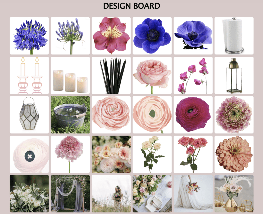 Floral Recipes And Design Board For Florist