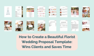 wedding florist proposal template showing itemized floral designs pricing and event details