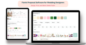 floral proposal design board and pricing system for wedding florist software